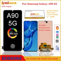 סופר AMOLED מקורי עבור Samsung Galaxy A90 5G LCD A908 SM-A908B A908N A9080 מסך