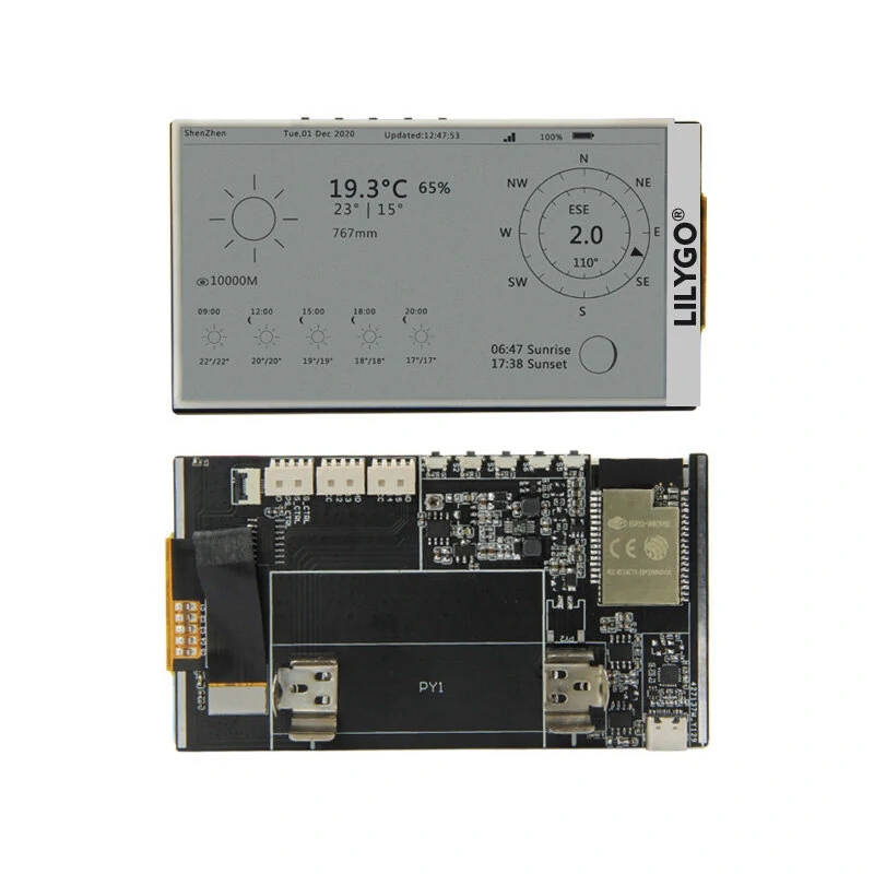 LILYGO® T5 4.7 inch E-paper Screen ESP32 V3 Version 16MB FLASH 8MB PSRAM WIFI Bluetooth Display Module – 18650 holder